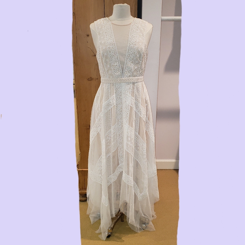 BCBG Nude White Lace Dress